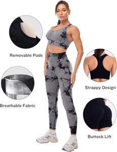 Women's High Quality Seamless Yoga Set 2-Piece <b>Crop</b> Top and Fitness <b>Leggings</b> <b>Plus</b> <b>Size</b> Solid Pattern Logo on Waist - Product Image 5