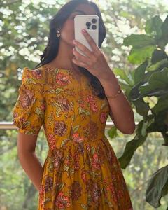 Vestido Maxi acampanado con estampado bohemio Vintage para mujer, mangas abullonadas largas a la moda, Floral de verano para viajes, ropa de calle - Product Image 3