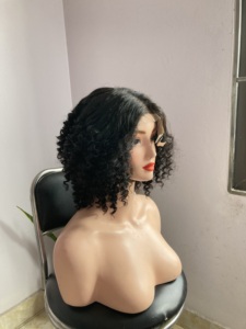 Perruque crépus bouclés Bob avec une frange perruques pour les femmes noires Vietnam cheveux humains bouclés perruques de cheveux bruts - Product Image 3