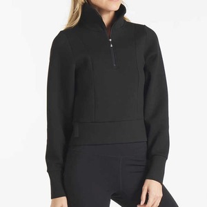 Sudadera con capucha de manga larga hecha a medida para mujer, Top corto de secado rápido para gimnasio con cremallera, ropa de invierno transpirable, logotipo OEM al por mayor - Product Image 3
