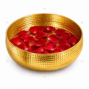 Bol à pédicure artisanal en cuivre doré martelé, rond, à large bord, pour spa et usage domestique - Product Image 2