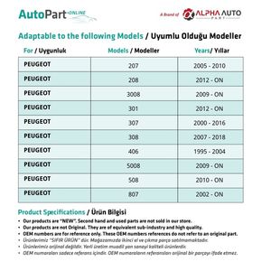 Tapa del tanque de expansión del radiador para Peugeot (envío desde el fabricante de Turquía) Código de producto: FD112660 - Product Image 4