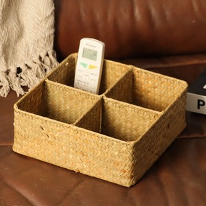 Seagrass <b>Square</b> Sectioned Organiser - Natural Handmade Storage <b>Basket</b> Wholesale eco-friendly Made in Viet Nam - Product Image 3