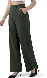 Pantalons de travail larges et droits pour femmes, pantalons décontractés de style business à enfiler avec poches, nouvelle arrivée - Product Image 2