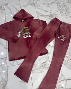 Conjunto de Dos Piezas de Sudadera con Capucha y Pantalones Deportivos Vintage de Invierno Personalizados, Estampado DTG, Corte Acampanado, Lavado Ácido, Trajes Deportivos para Hombre 100% Algodón - Product Image 6