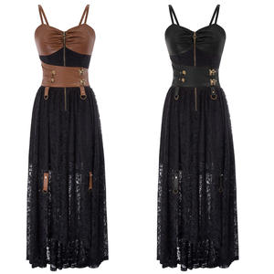 Abito Steampunk Vittoriano da <span class=keywords><strong>Donna</strong></span> <span class=keywords><strong>in</strong></span> Ecopelle con Orlo Asimmetrico e Decorazioni <span class=keywords><strong>in</strong></span> Pizzo OEM - Product Image 2