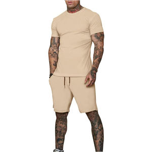 Ensemble t-shirt et short de survêtement à manches courtes pour hommes de haute qualité 2 poches respirant et confortable - Product Image 4