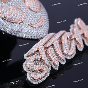 จี้หน้ายิ้มแบบกำหนดเอง ประดับเพชรทรงมงกุฎ สไตล์ฮิปฮอป แร็ปเปอร์ สร้อยคอแบบหรูหรา - Product Image 4