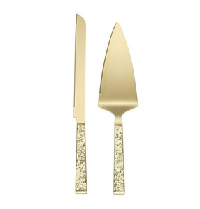 Decorazione e funzionale in metallo torta server e coltello con moderno fascino estetico per professionisti pasticceri e panettieri - Product Image 1