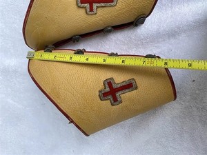 Maçonnique Regalia Artisanat Officier Manchette Paire Gauntlet Paire Brodé À La Main Tablier En Cuir Tissu Avec Maçonnique Broderie Ronpex - Product Image 5