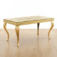 Table à manger pliable en verre avec pieds en acier inoxydable, 8 places, pour mariage, événement, location, mobilier de salle à manger, couleur argent ou or