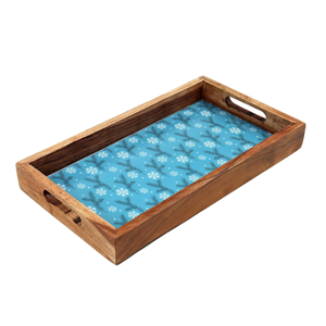 Top vente en gros bleu Rectangle forme Acacia plateau de service en bois plateau en bois ustensiles de cuisine ensembles prix bon marché du Vietnam - Product Image 2