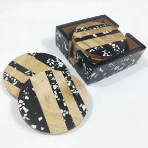 Classic Trendy Eco-Conscious Wood & Resin <b>Coasters</b> 10MM Thick Durable <b>Heat</b> Resistant for Coffee Tea Home Tables - Product Image 1