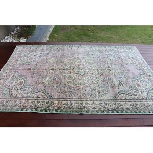 Alfombra Turca Vintage Grande de 5.2x8.1 pies, Alfombra de Lana Verde - Product Image 3