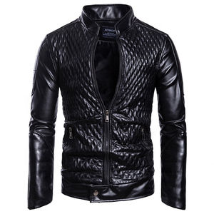 Vestes en cuir PU pour hommes à col zippé noir et rouge de haute qualité 2025 meilleur fournisseur OEM ODM - Product Image 1