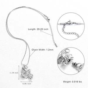 Modern Silver <b>Stainless</b> <b>Steel</b> Dragon Urn <b>Necklace</b> Custom Size Cremation Jewelry Ashes Keepsake for Women and <b>Men</b> - Product Image 2