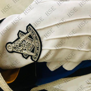 Tablier, poignets et collier de maître maçonnique brodés à la main, gants noirs HSE - Product Image 3