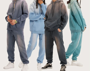 Survêtements à capuche pour homme personnalisés, lourds, surdimensionnés, épaules tombantes, délavés au soleil, 100% coton, survêtements décontractés vierges - Product Image 3