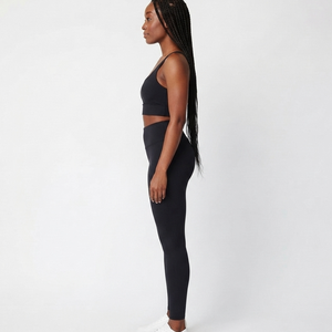 Conjunto Deportivo de 2 Piezas para Mujer, Color Negro, Ropa de Yoga, Ajuste Delgado, Suave, Elástico, Top Corto y Leggings para Correr y Yoga - Product Image 2