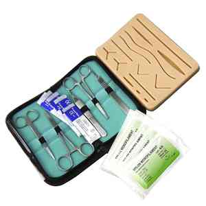 ชุดเย็บปักสำหรับฝึกหัดการผ่าตัดนักเรียน5ชิ้นประกอบด้วยกรรไกรแผ่นเย็บวัสดุสเตนเลสทั้งหมด - Product Image 6