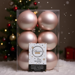 Amicasa Juego de 12 Bolas de Navidad de Plástico Rosa Pálido de 6 cm 9021924 Adornos para Árbol de Navidad - Product Image 3