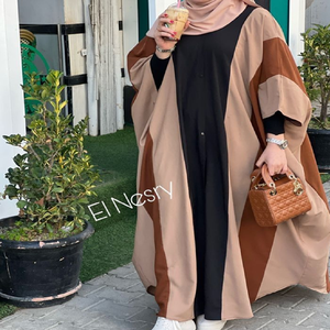 Mode arabe deux tons Abaya Dupatta Dubaï Style haut de gamme tissu caftan robe islamique caftan vente en gros pas cher pour les adultes - Product Image 2