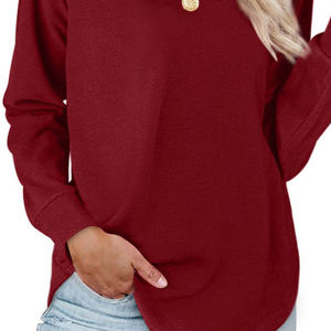 Sudadera regular de invierno personalizada para mujer, transpirable, 100% algodón, liso, en blanco, manga completa, ropa de calle, sudadera para mujer - Product Image 5