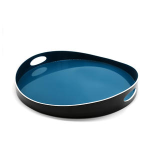 ถาดเสิร์ฟเคลือบแฮนด์เมดยอดนิยมร่วมสมัยตกแต่งสีแบบกําหนดเองถาดเสิร์ฟเคลือบทรงกลมพร้อมที่จับผลิตในเวียดนาม - Product Image 4