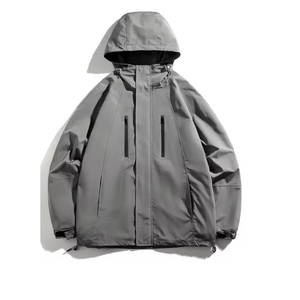 OEM Custom <b>Men's</b> Outdoor Sports Waterproof Windbreaker <b>Jacket</b> Long Sleeve Hooded with Stand Collar Full Zip up - Product Image 2