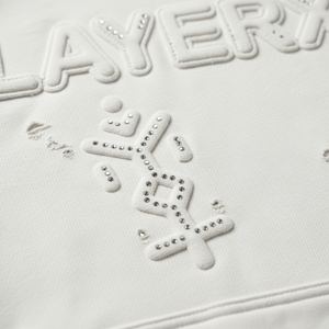 Sweat à capuche doublé pour femme, streetwear d'hiver, poids lourd, 500 g/m², coton, lavage à l'acide, respirant, imprimé en relief, strass, graphique, délavé - Product Image 5