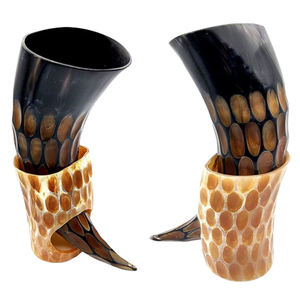 Excelente jarrón de cuerno de diseño fantástico Color caqui oscuro vajilla decorativa para el hogar florero de hierro costero de lujo Juego de 2 - Product Image 2