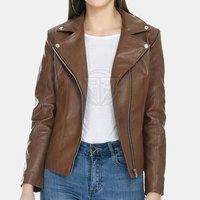 Veste en cuir unie pour femme, mode hiver, prix de gros, tricotée, respirante, écologique, logo personnalisé sur le devant, haute qualité
