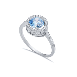 อความารีน CZ หินตัดกลมตุรกีทําด้วยมือขายส่งแหวนคลัสเตอร์เงินแท้ 925 - Product Image 4