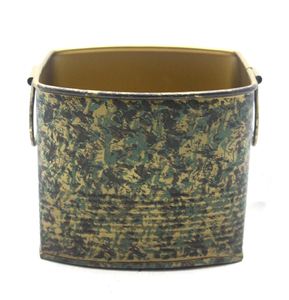 Nouveau design Pots de jardinière en fer métallique dorés à patine verte et noire pour les décorations de maison et de jardin faites à la main et personnalisées en vrac - Product Image 1