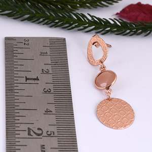 Pendientes colgantes finos de Plata de Ley 925, colgantes largos de cuarzo rosa chapados en oro, regalo de boda de moda para fiesta - Product Image 2
