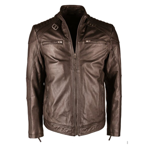 Custom High Quality Casual Fashion <b>Biker</b> <b>Jacket</b> Genuine Leather Classic Style Stand Collar Breathable Winter Satin 4XL - Product Image 1