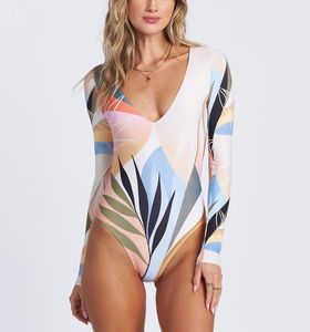 Femmes Sublimé Rash Guard À Manches Longues Maillot De Bain Une Pièce Maillot De Bain Zip up Maillot De Bain Beachwear Maillots De Bain - Product Image 2