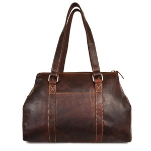 Sac fourre-tout en cuir marron vintage pour femme, deux anses, fermeture éclair, grand sac à bandoulière, sac de travail, sac à main décontracté, effet vieilli - Product Image 1