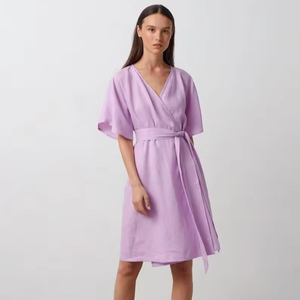 Última moda Casual Wear mujeres Lino Wrap elegante Formal Simple Boho Midi vestido para mujer - Product Image 1