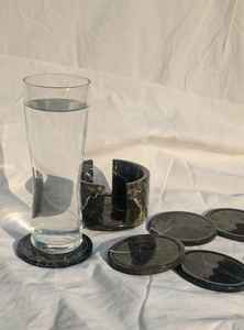 Ensemble de 6 sous-verres en marbre faits à la main, zèbre, onyx noir, pierre naturelle élégante, sous-verres de table - Product Image 3