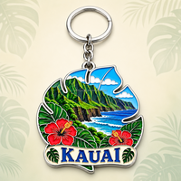 Porte-clés personnalisé en forme de feuille de Kauai, usine SEDEX, souvenir de Kauai, porte-clés de la côte Na Pali, charme Hawaï, porte-clés en métal émaillé, vente en gros