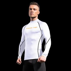 Camiseta de manga larga de secado rápido con logotipo personalizado para Fitness, camiseta de compresión elástica, camisetas de entrenamiento para correr, Rash Guard para hombres - Product Image 5
