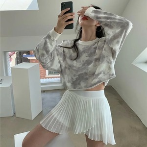 ผู้หญิงสบายๆหลวมไม่มีหมวกมัดย้อมHoodiesเสื้อO-คอฤดูใบไม้ผลิฤดูใบไม้ร่วงเซ็กซี่สั้นOutwearแฟชั่นทั้งหมดตรงกับ - Product Image 4