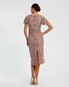 ชุดราตรีผ้าชีฟองปักเลื่อมลูกปัดหรูหราเอวธรรมชาติทำมือสวยงามคอหมวกแขนเสื้อสำหรับงานปาร์ตี้ - Product Image 4