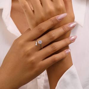 แหวนดอกไม้ Tanzanite สวยงาม925เงินสเตอร์ลิงปรับได้ดอกไม้ของขวัญ - Product Image 3