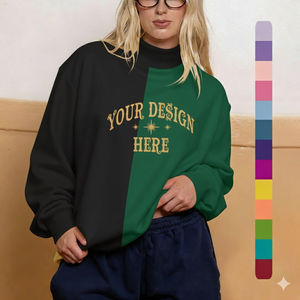 Sudadera de poliéster/algodón sudadera de gran tamaño de manga larga de peso pesado de gran tamaño cuello simulado mujer sudadera - Product Image 6