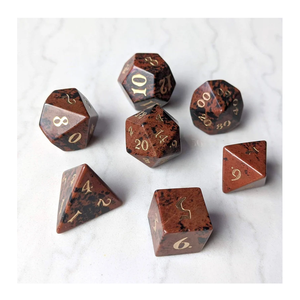 Dés en pierre de haute qualité, obsidienne acajou, cristal naturel, pierres précieuses de guérison reiki, pierres gravées, dés personnalisés, cristal viking - Product Image 3