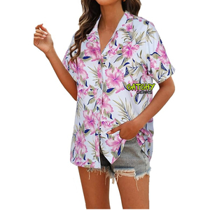 เสื้อฮาวายแขนสั้นสำหรับผู้ชาย, เสื้อฮาวายผ้าฝ้ายลำลองดีไซน์ดอกไม้พิมพ์ลาย3D สไตล์ฮาวาย - Product Image 2