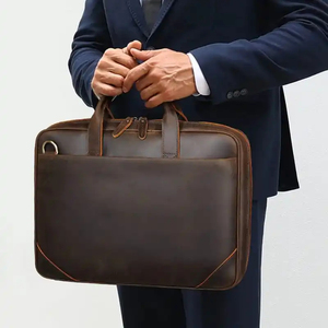 Classic Leather Laptop Messenger with Crossbody & Shoulder Strap Durable Portable Protective Work <b>Bag</b> - Product Image 6
