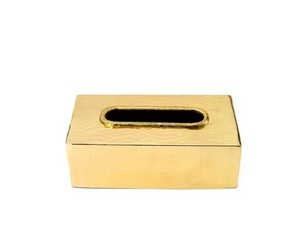 Boîte à mouchoirs en laiton lisse et brillant doré, design élégant, classique, de haute qualité, nouveauté pour salon et hôtel - Product Image 1